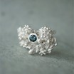 Frosty ring with blue sapphire