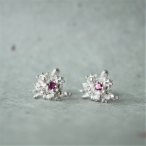 Succulent studs with pink garnets