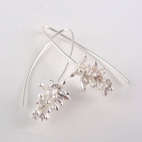 Sterling silver Succulent Sprig earrings T1