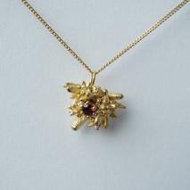 Succulent necklace with garnet